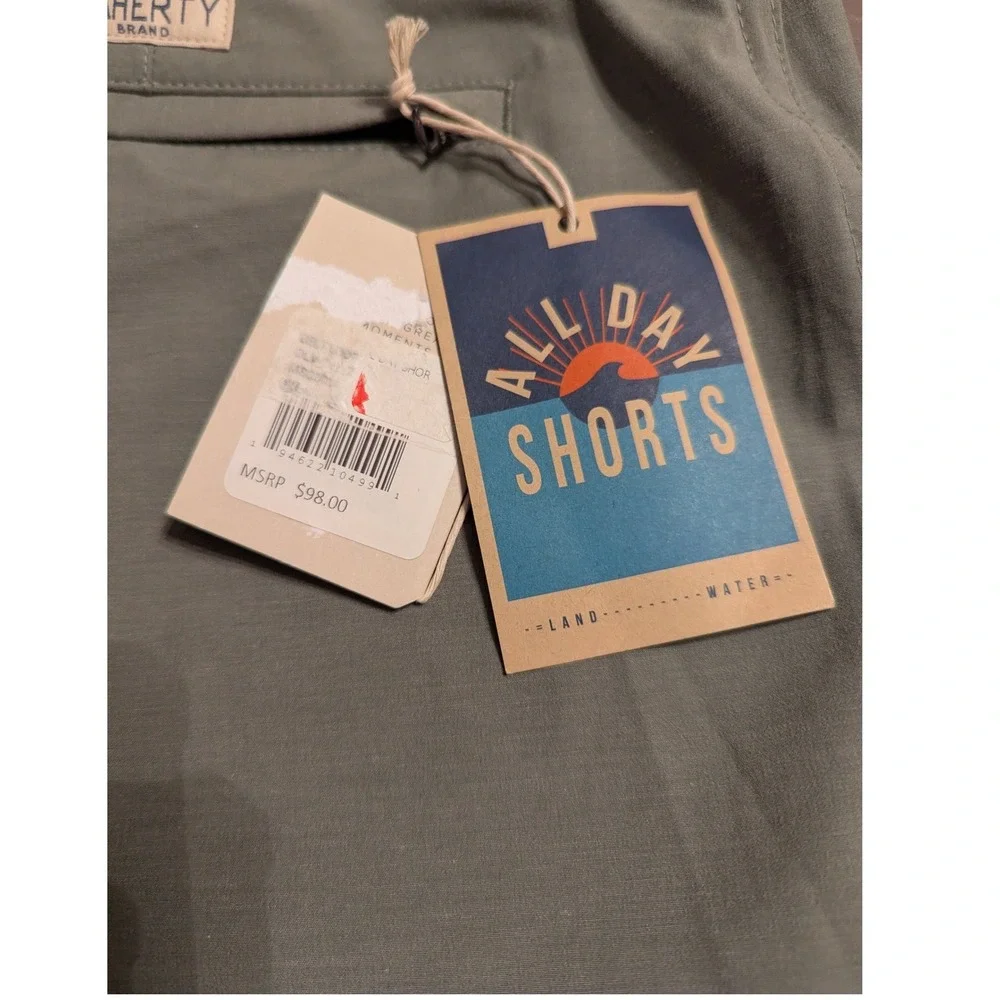 NWT Faherty All Day Shorts Mens 38 Olive Green 7 Inch Inseam Hybrid Swim Water